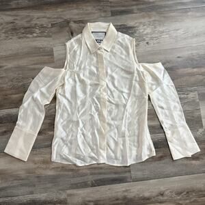 Alexis Kylie Ivory Cold Shoulder Blouse Women’s XS Cut Out Sleeve